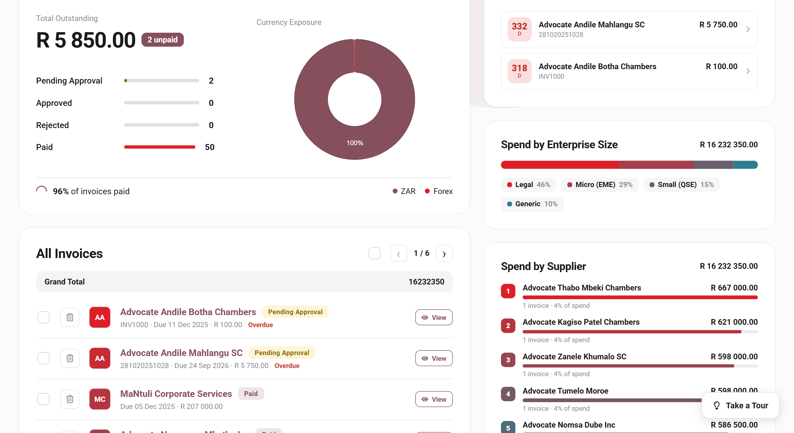 Supplier invoices and spend analytics in ius.procurement